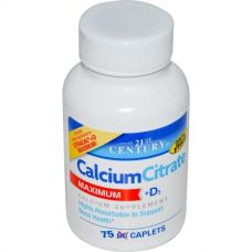 Кальций + D3 (Calcium Citrate + D3), 75 капсул от 21st Century