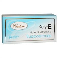 Суппозитории Key-E, с  витамином E, 24 успокаивающих свечи от Carlson Labs