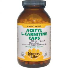 Ацетил -L карнитин, Country Life, 500 мг, 240 капсул