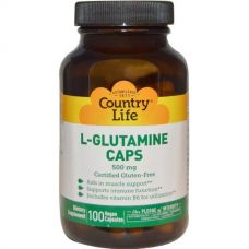 L-глютамин, 500 мг, 100 капсул от Country Life
