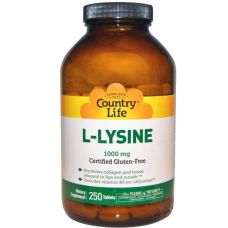L-лизин, 1000 мг, 250 таблеток от Country Life