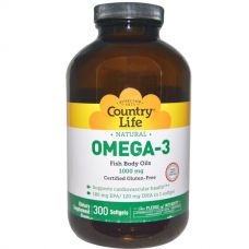 Омега-3, 1000 мг, 300 капсул от Country Life