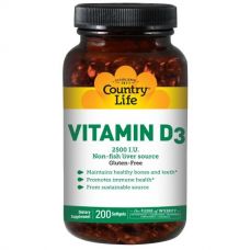 Витамин D3, 2500 МЕ, 200 капсул от Country Life