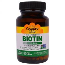 Биотин, 5 мг, 120 капсул от Country Life