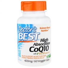 Коэнзим Q10 High Absorption с биоперином, 400 мг, 60 капсул от Doctor's Best