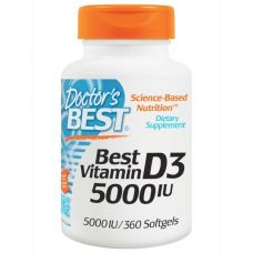 Витамин D3, 5000 МЕ, 360 капсул от Doctor's Best