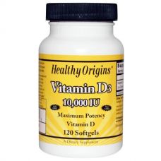 Витамин D3, 10000 МЕ, 120 капсул от Healthy Origins