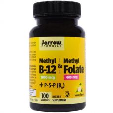 Метил B-12 и метилфолат со вкусом лимона, 1000 мкг/400 мкг, 100 леденцов от Jarrow Formulas