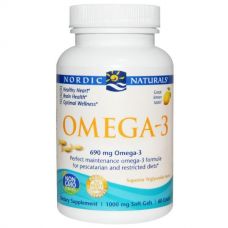 Omega-3, лимон, 1000 мг, 60 мягких капсул