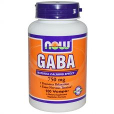 Гамма-аминомасляная кислота (GABA), ГАМК, 750 мг, 100 капсул от Now Foods