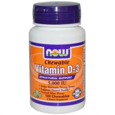 Витамин D3, со вкусом мяты, 5000 МЕ, 120 таблеток