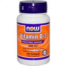 Витамин D3, 400 МЕ, 180 капсул от Now Foods