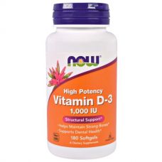 Витамин D3, 1000 МЕ, 180 капсул от Now Foods