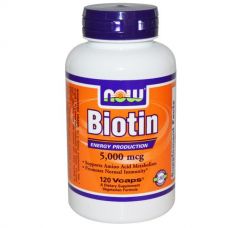 Биотин (Biotin), 5000 мкг, 120 капсул от Now Foods