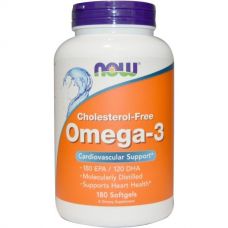 Омега-3, без холестерина, 180 капсул от Now Foods