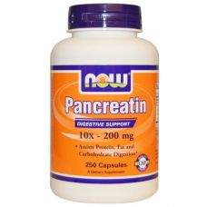 Панкреатин, 200 мг, 250 капсул от Now Foods