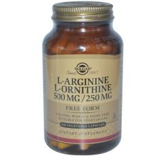 L-аргинин, L-орнитин, 500 мг/250 мг, 100 капсул от Solgar