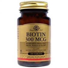 Биотин, 300 мкг, 100 таблеток от Solgar