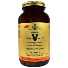 Мультивитамины и хелатные минералы Формула VM-75, без железа, 180 таблеток от Solgar