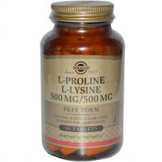 Л-Пролин/Л-лизин, свободная форма, 500/500, 90 таблеток от Solgar