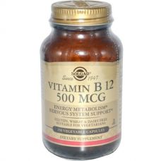 Витамин B12, 500 мкг, 250 капсул от Solgar