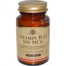 Витамин B12, 500 мкг, 100 таблеток от Solgar