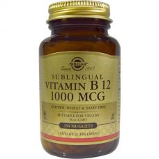 Витамин B12, сублингвальный, 1000 мкг, 250 крупинок от Solgar